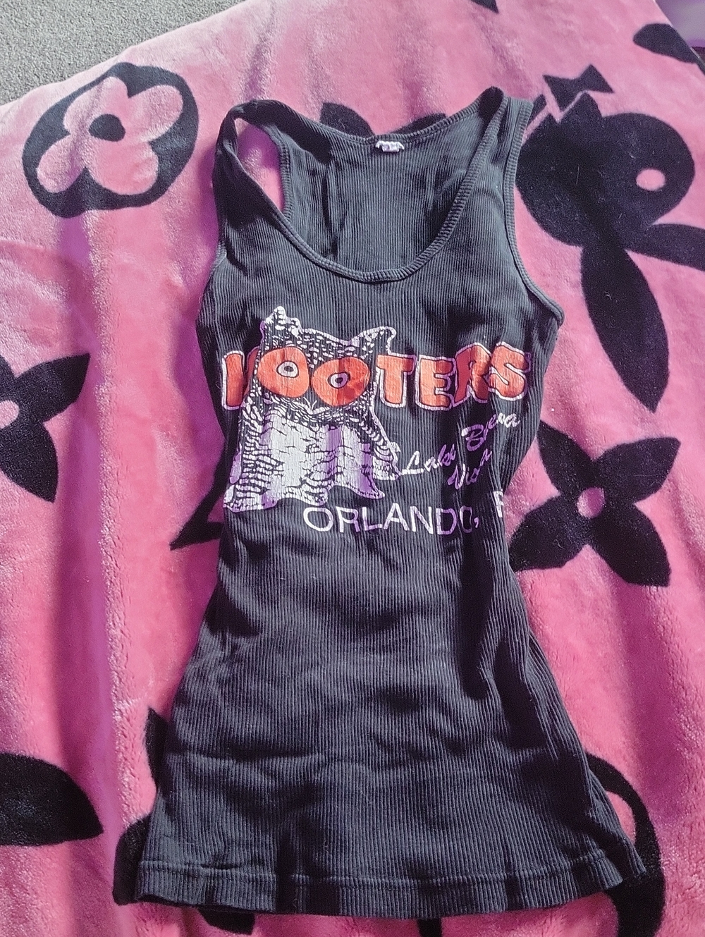 Hooters Black Ribbed Tank Top